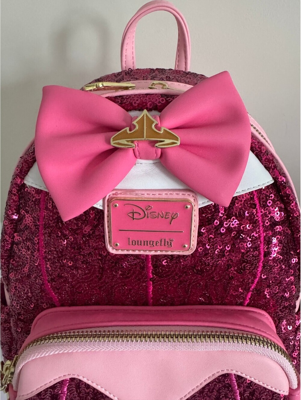Disney Princess Aurora Pink Sequins Loungefly Mini Backpack - Picture 8 of 9